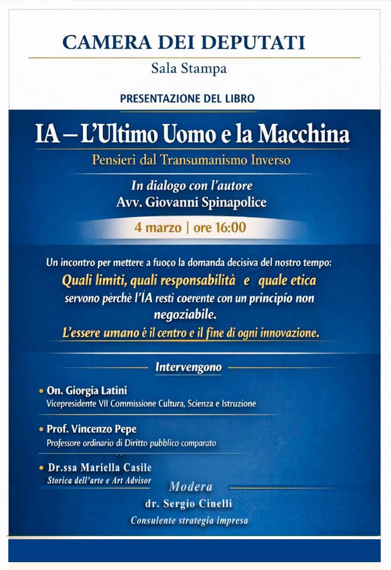 04.03.2026 Camera dei Deputati - Presentazione libro: AI L'uomo e l'ultima macchina